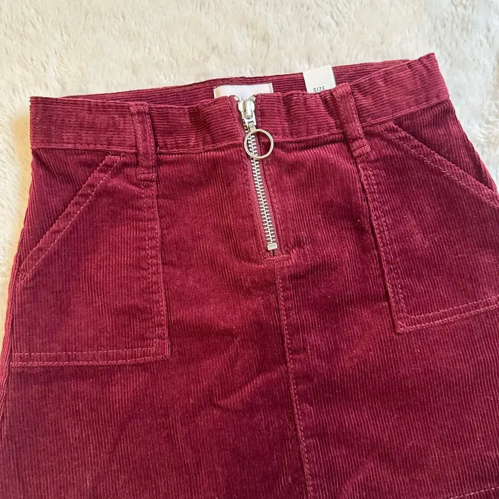 NEW Girls Corduroy Skirt sz 5 Girls Burgundy Skirt adjustable waist fall preppy